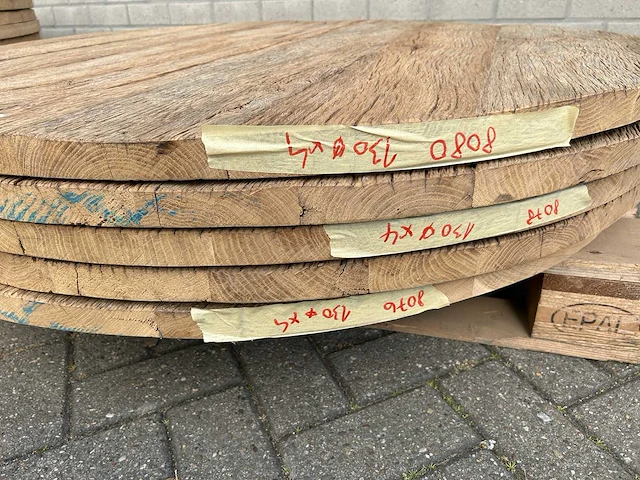 Set van 5 stuks eiken tafelbladen rond - afbeelding 4 van  4