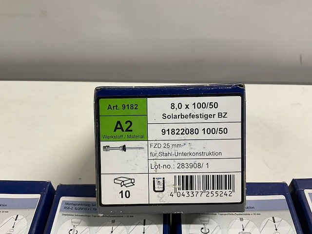 Set van 50 ibc topfix2000 rvs zelfdraadsnijdende stokbouten tbv zonnepanelen (8/m10x100/50) - afbeelding 2 van  4