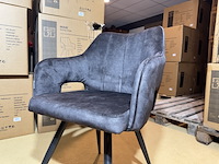 Set van 6 eetkamerstoelen, antraciet veloursstof, zwart metalen poten - afbeelding 3 van  5