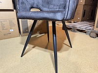 Set van 6 eetkamerstoelen, antraciet veloursstof, zwart metalen poten - afbeelding 4 van  5