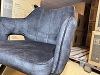 Set van 6 eetkamerstoelen, antraciet veloursstof, zwart metalen poten - afbeelding 5 van  5