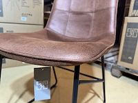 Set van 6 eetkamerstoelen, cognac microvezelstof, zwart metalen onderstel - afbeelding 5 van  5