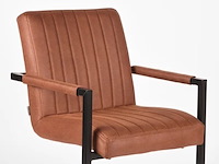 Set van 6 eetkamerstoelen, cognac microvezelstof, zwart metalen onderstel - afbeelding 4 van  6