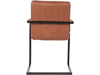 Set van 6 eetkamerstoelen, cognac microvezelstof, zwart metalen onderstel - afbeelding 5 van  6