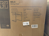 Set van 6 eetkamerstoelen, cognac microvezelstof, zwart metalen onderstel - afbeelding 6 van  6