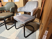 Set van 6 eetkamerstoelen, grijs velvet, zwart metalen onderstel - afbeelding 1 van  4