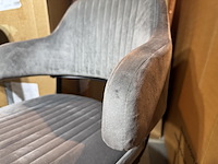 Set van 6 eetkamerstoelen, grijs velvet, zwart metalen onderstel - afbeelding 3 van  4