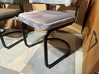Set van 6 eetkamerstoelen, grijs velvet, zwart metalen onderstel - afbeelding 4 van  4