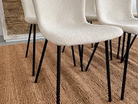 Set van 6 eetkamerstoelen in wit bouclé wit / zwart - afbeelding 3 van  7