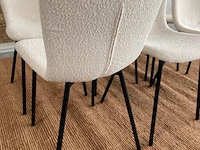 Set van 6 eetkamerstoelen in wit bouclé wit / zwart - afbeelding 5 van  7