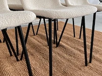 Set van 6 eetkamerstoelen in wit bouclé wit / zwart - afbeelding 7 van  7