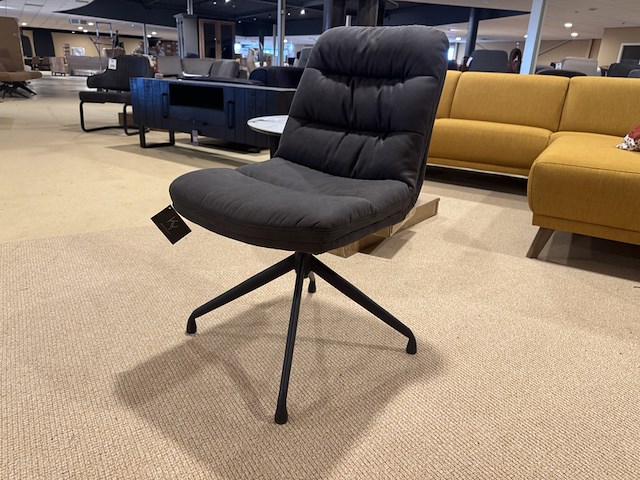 Set van 6 eetkamerstoelen ky, antraciet microvezelstof, zwart metalen poot - afbeelding 1 van  4