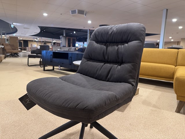 Set van 6 eetkamerstoelen ky, antraciet microvezelstof, zwart metalen poot - afbeelding 2 van  4