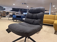 Set van 6 eetkamerstoelen ky, antraciet microvezelstof, zwart metalen poot - afbeelding 2 van  4