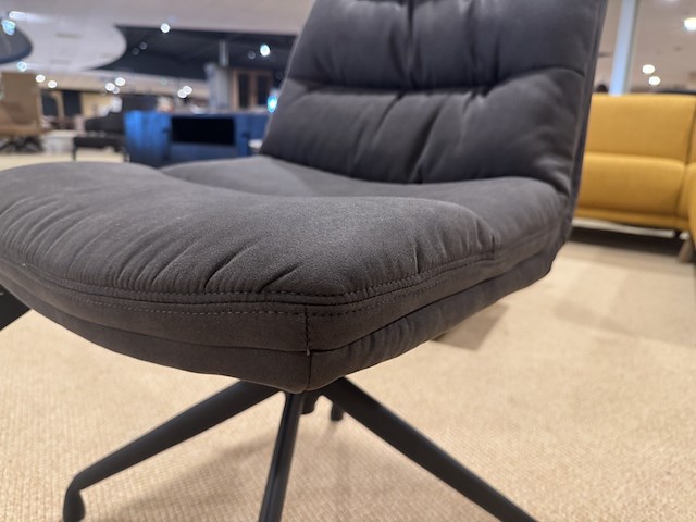 Set van 6 eetkamerstoelen ky, antraciet microvezelstof, zwart metalen poot - afbeelding 3 van  4