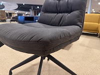 Set van 6 eetkamerstoelen ky, antraciet microvezelstof, zwart metalen poot - afbeelding 3 van  4