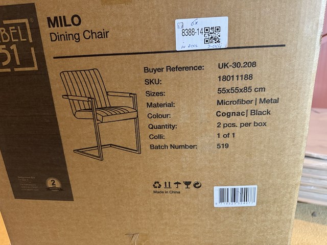 Set van 6 eetkamerstoelen, label51, milo, cognac - afbeelding 6 van  6