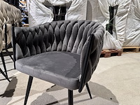 Set van 6 eetkamerstoelen, taupe velvet, zwarte poten - afbeelding 2 van  5