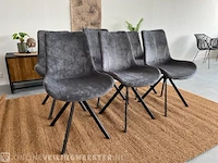 Set van 6 industriële eetkamerstoelen in antraciet antraciet / zwart - afbeelding 1 van  8