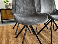 Set van 6 industriële eetkamerstoelen in antraciet antraciet / zwart - afbeelding 3 van  8