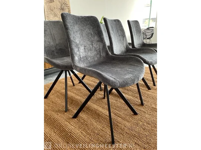 Set van 6 industriële eetkamerstoelen in antraciet antraciet / zwart - afbeelding 4 van  8