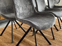 Set van 6 industriële eetkamerstoelen in antraciet antraciet / zwart - afbeelding 4 van  8