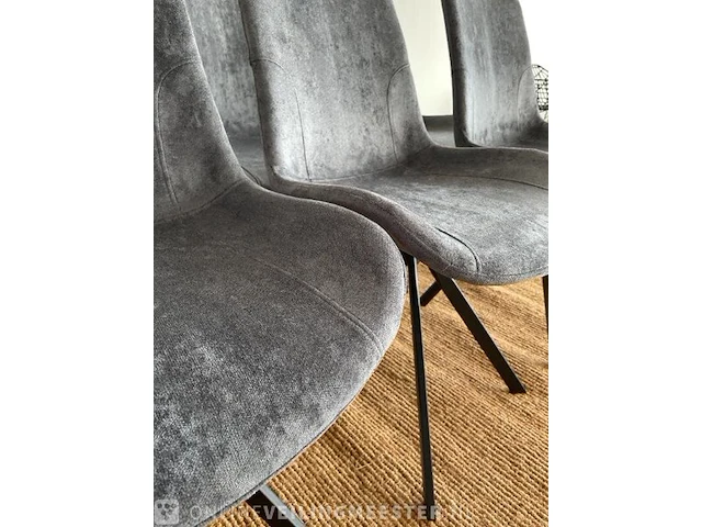 Set van 6 industriële eetkamerstoelen in antraciet antraciet / zwart - afbeelding 6 van  8