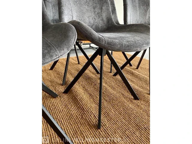 Set van 6 industriële eetkamerstoelen in antraciet antraciet / zwart - afbeelding 7 van  8