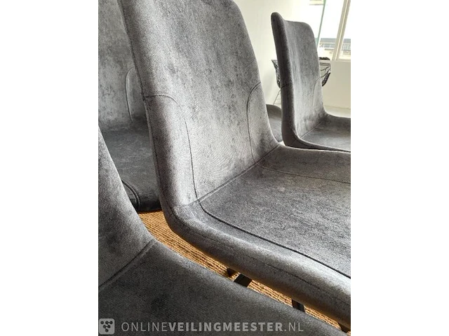 Set van 6 industriële eetkamerstoelen in antraciet antraciet / zwart - afbeelding 8 van  8