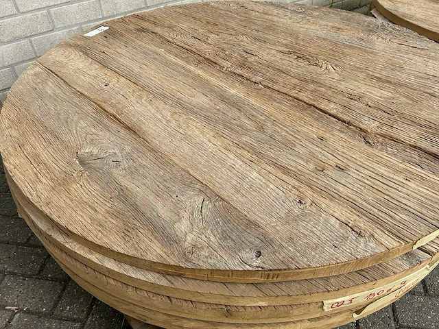 Set van 6 stuks eiken tafelbladen rond - afbeelding 2 van  4
