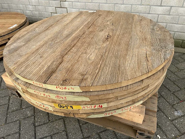 Set van 6 stuks eiken tafelbladen rond - afbeelding 3 van  4