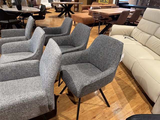 Set van 6 verschillende eetkamerstoelen grijs/antraciet - afbeelding 4 van  6