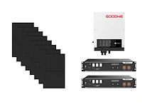 Set van 8 zonnepanelen (430 wp) met goodwe hybride omvormer en pylontech 4,8 kwh batterij t.b.v. energieopslag