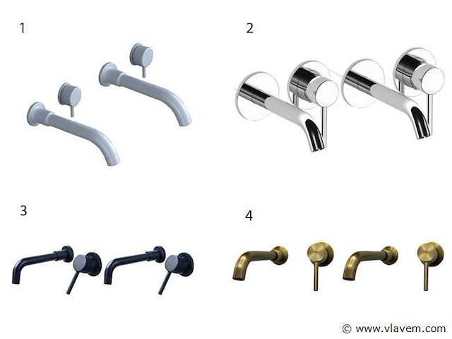 Set van inbouw mengkranen - verchroomd rvs - afbeelding 3 van  7