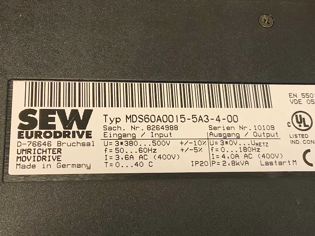 Sew eurodrive mds60a0015-5a3-4-00 inverter (2x) - afbeelding 16 van  24