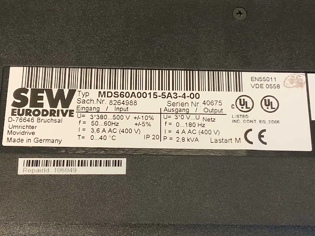Sew eurodrive mds60a0015-5a3-4-00 inverter - afbeelding 3 van  13