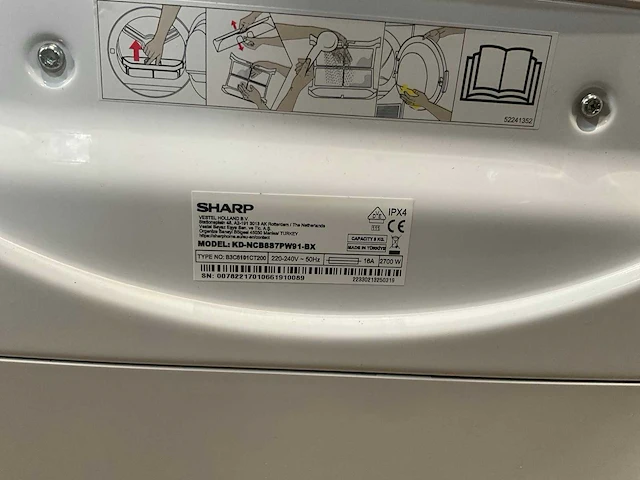 Sharp kd-ncb8s7pw91-bx condenswasdroger (2x) - afbeelding 2 van  10