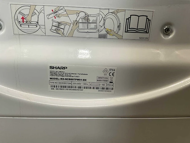 Sharp kd-ncb8s7pw91-bx condenswasdroger (2x) - afbeelding 9 van  10