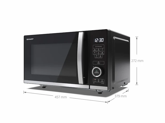 Sharp yc-qs204ae-b magnetron met platte technologie (zonder draaiplateau), 800 w, 20 l, 10 standen, eco-ontdooifunctie, zwart - afbeelding 2 van  4