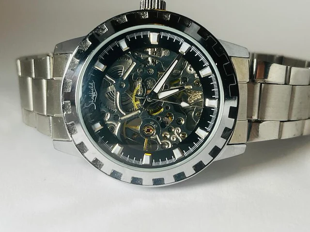 Sheffield automatisch herenhorloge - skeleton watch - afbeelding 2 van  7