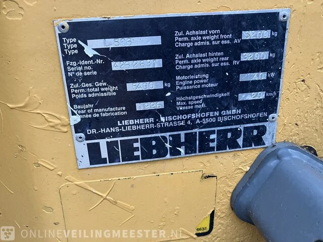 Shovel liebherr, l506, geel, bouwjaar 1996 - afbeelding 3 van  13