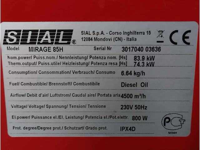 Sial - mirage 85h - heteluchtkanon 84kw - afbeelding 11 van  12