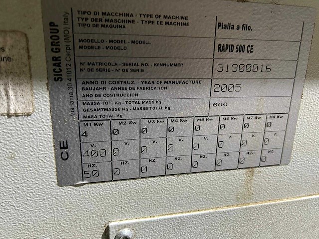 Sicar - 2005 - rapid 500 - vlakbank - afbeelding 8 van  8