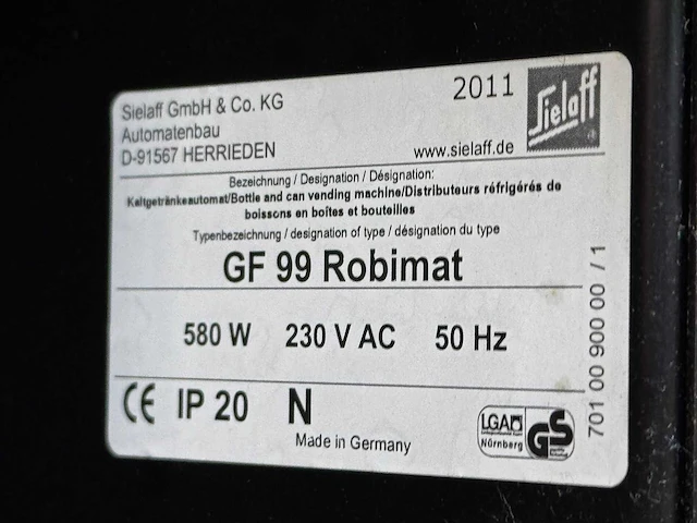 Sielaff - robimat 99 - frisdrankautomaat - vending machine - afbeelding 7 van  7