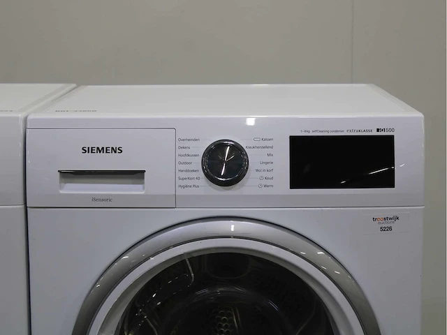 Siemems iq500 isensoric aquastop extraklasse wasmachine & siemems iq500 isensoric selfcleaning condenser extraklasse wasdroger - afbeelding 6 van  8