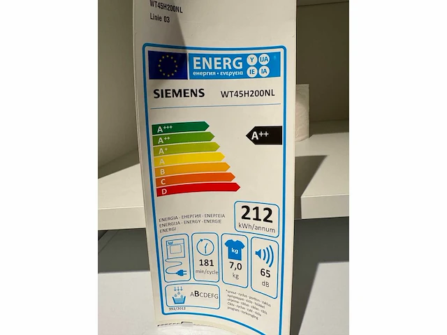 Siemens - wt45g200nl - droger (c) - afbeelding 2 van  2