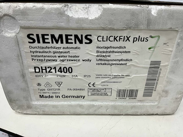 Siemens dh21400 doorstroomverwarmer - afbeelding 3 van  3