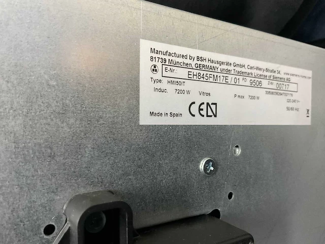 Siemens eh845fm17e inductiekookplaat - afbeelding 4 van  5