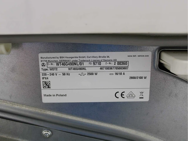 Siemens iq300 isensoric aquastop iqdrive extraklasse wasmachine & siemens iq500 isensoric extraklasse wasdroger - afbeelding 8 van  8