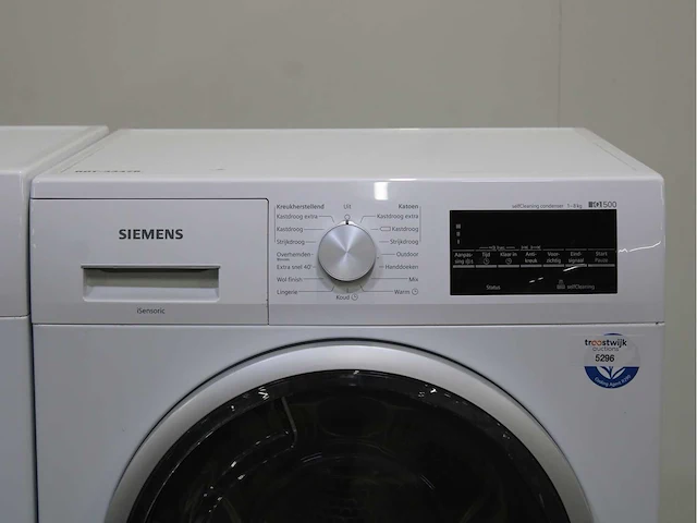 Siemens iq300 isensoric aquastop iqdrive extraklasse wasmachine & siemens iq500 isensoric selfcleaning condenser wasdroger - afbeelding 6 van  8